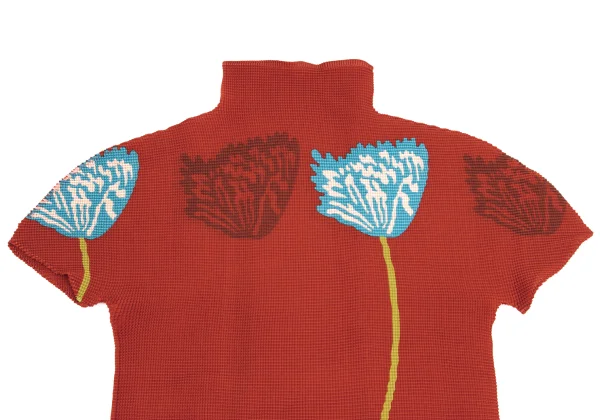 ISSEY MIYAKE me Floral Print Stretch Pleats High-neck T-shirt K-162123_003