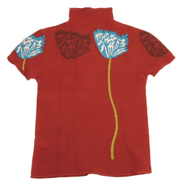 ISSEY MIYAKE me Floral Print Stretch Pleats High-neck T-shirt K-162123_010