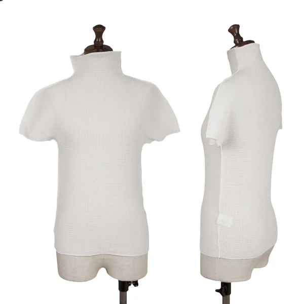 ISSEY MIYAKE me Stretch Pleated High Neck T Shirt White Free K-162128_001