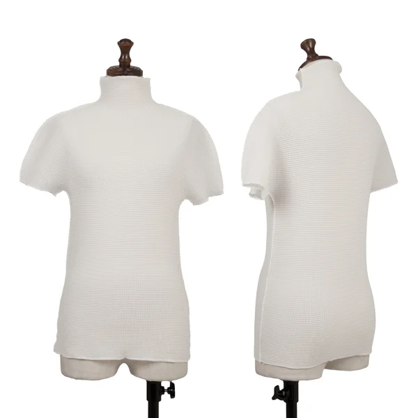 Unbranded Stretch Pleats High-neck T-shirt White F K-162129_001