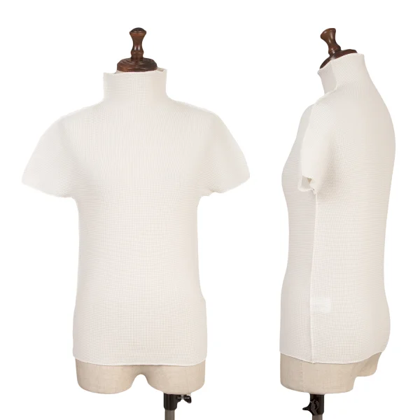ISSEY MIYAKE me Stretch Pleated High Neck T-shirt White Free K-162134_001