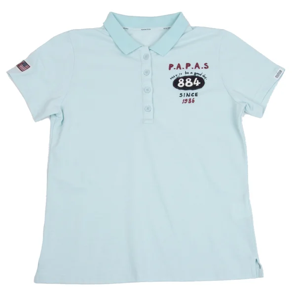 PAPAS PLUS GOLF Poly Blend Embroidered Patch Polo Shirt Sky blue M K-162139_001