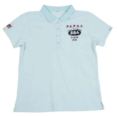 PAPAS PLUS GOLF Poly Blend Embroidered Patch Polo Shirt