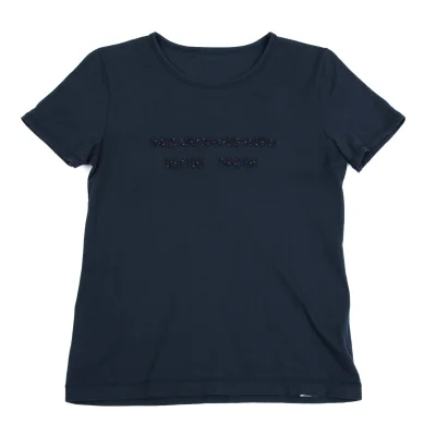 Mademoiselle NON NON Logo Patch Bead Decorated T Shirt