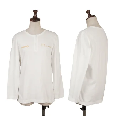 Mademoiselle NON NON Cotton Logo Embroidered Zip Neck T Shirt