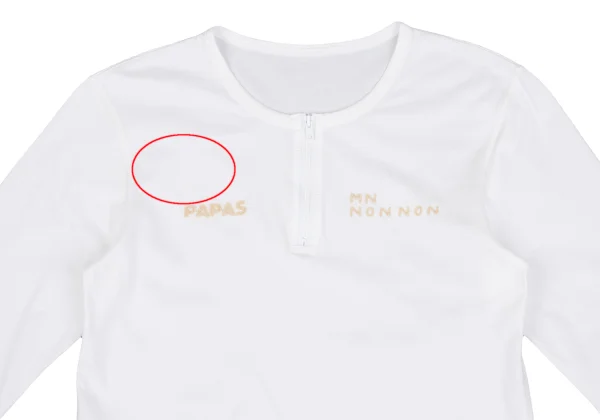 Mademoiselle NON NON Cotton Logo Embroidered Zip Neck T Shirt K-162147_003