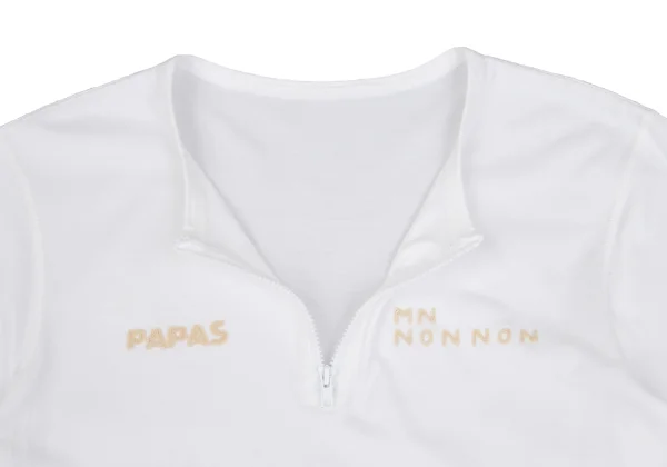 Mademoiselle NON NON Cotton Logo Embroidered Zip Neck T Shirt K-162147_007