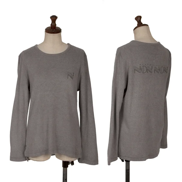 Mademoiselle NON NON Acrylic Blend Logo Embroidery Fleece Top Grey 38M K-162150_001