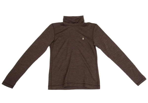 Mademoiselle NON NON Wool Point Logo Embroidery Striped Turtleneck Top K-162152_002