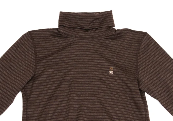 Mademoiselle NON NON Wool Point Logo Embroidery Striped Turtleneck Top K-162152_003