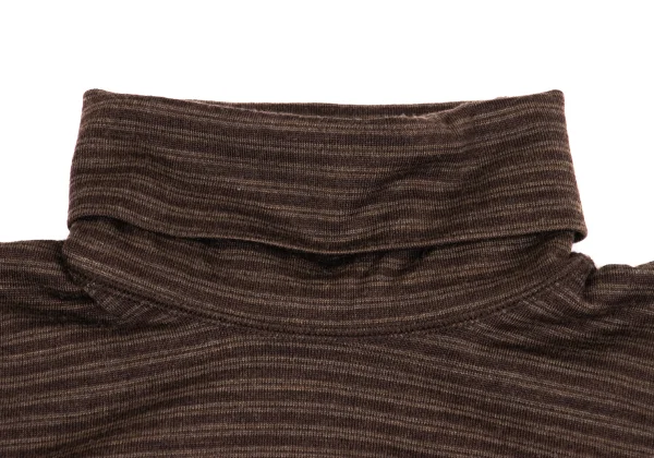 Mademoiselle NON NON Wool Point Logo Embroidery Striped Turtleneck Top K-162152_004