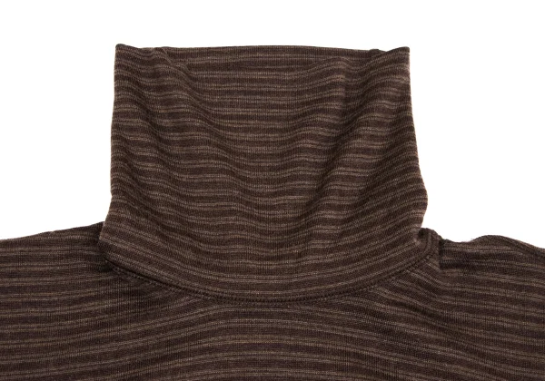 Mademoiselle NON NON Wool Point Logo Embroidery Striped Turtleneck Top K-162152_005