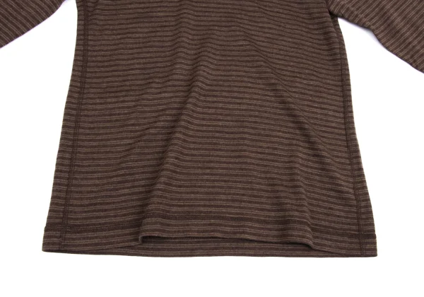 Mademoiselle NON NON Wool Point Logo Embroidery Striped Turtleneck Top K-162152_011