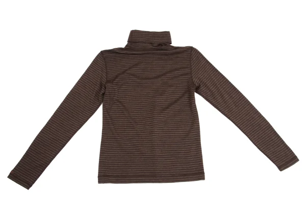 Mademoiselle NON NON Wool Point Logo Embroidery Striped Turtleneck Top K-162152_013