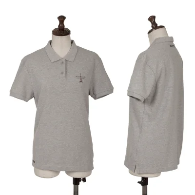Mademoiselle NON NON Cotton Eiffel Tower Logo Embroidery Polo Shirt