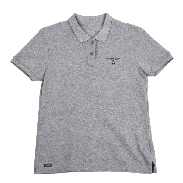 Mademoiselle NON NON Cotton Eiffel Tower Logo Embroidery Polo Shirt K-162153_002