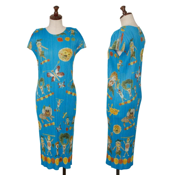 PLEATS PLEASE Vegetable Doll Printed Sleeveless Dress Sky blue 4 K-162160_001