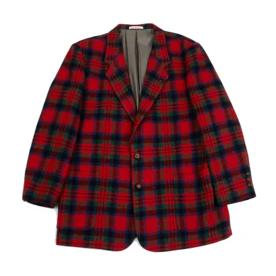 Papas Wool Harris Tweed Wrap Button Check Jacket