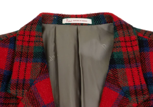 Papas Wool Harris Tweed Wrap Button Check Jacket K-162161_003