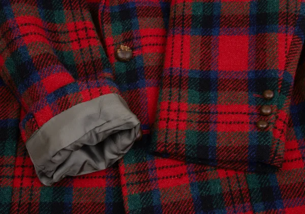 Papas Wool Harris Tweed Wrap Button Check Jacket K-162161_008