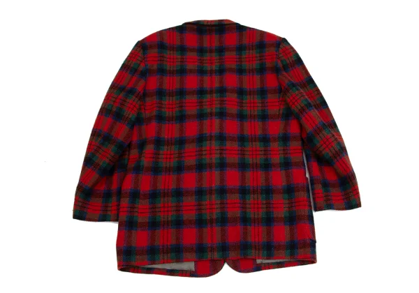 Papas Wool Harris Tweed Wrap Button Check Jacket K-162161_014