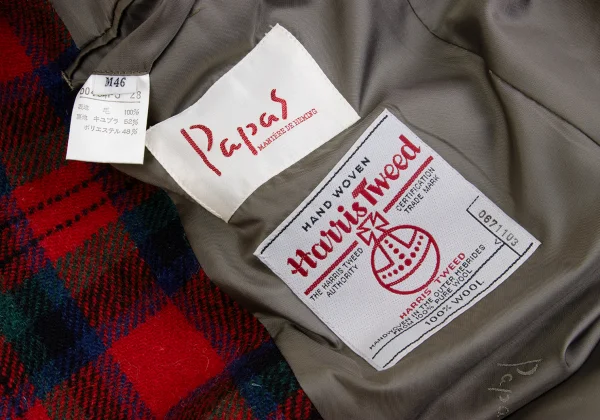 Papas Wool Harris Tweed Wrap Button Check Jacket K-162161_017