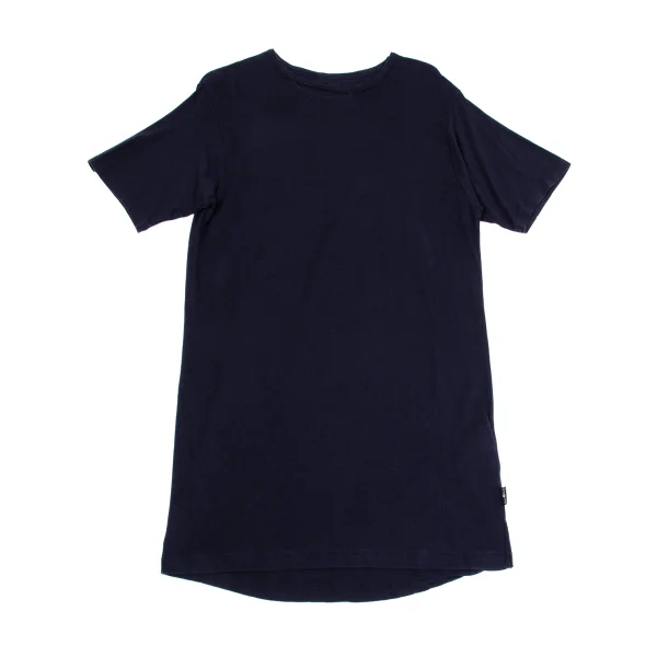 B Yohji Yamamoto Lyocell Cotton Cutting Neck Long T Shirt Navy 2 K-162165_001