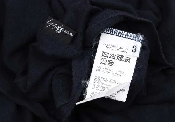 B Yohji Yamamoto Lyocell Cotton Cutting Neck Long T Shirt K-162165_013
