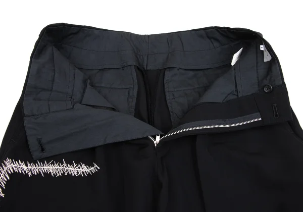 Yohji Yamamoto POUR HOMME Wool Gaba Embroidery Design Tuck Pants K-162174_005