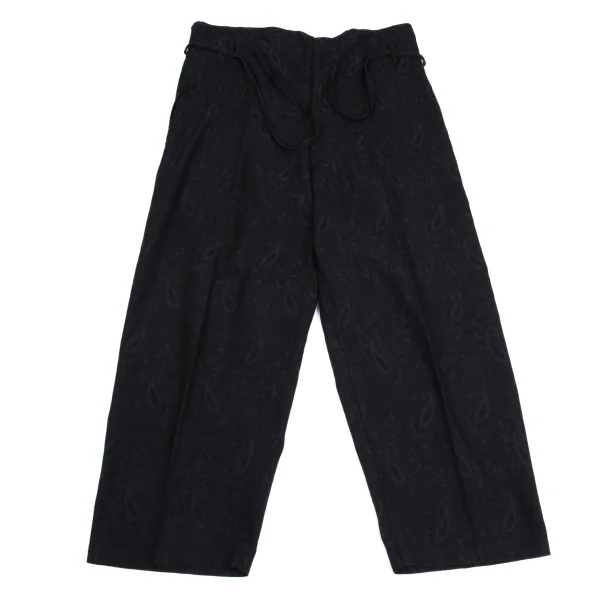 Yohji Yamamoto POUR HOMME Cotton Waist Cord Paisley Jacquard Wide Pants Black M K-162176_001