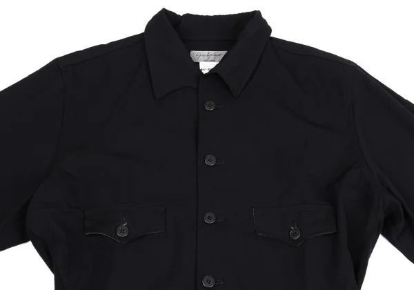 Yohji Yamamoto POUR HOMME Wool Gaba Knit Switching Flap Pocket Shirt Jacket K-162179_002