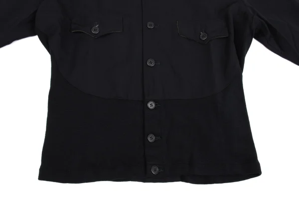 Yohji Yamamoto POUR HOMME Wool Gaba Knit Switching Flap Pocket Shirt Jacket K-162179_009