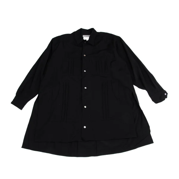 Yohji Yamamoto POUR HOMME Wool Pintuck Pocket Jacket Black S-M K-162180_001