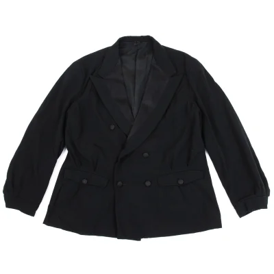 Yohji Yamamoto POUR HOMME Wool Gaba Lapel Switching Check Button Jacket