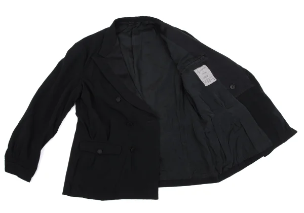 Yohji Yamamoto POUR HOMME Wool Gaba Lapel Switching Check Button Jacket K-162181_010