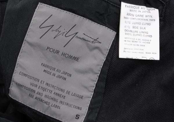 Yohji Yamamoto POUR HOMME Wool Gaba Lapel Switching Check Button Jacket K-162181_014