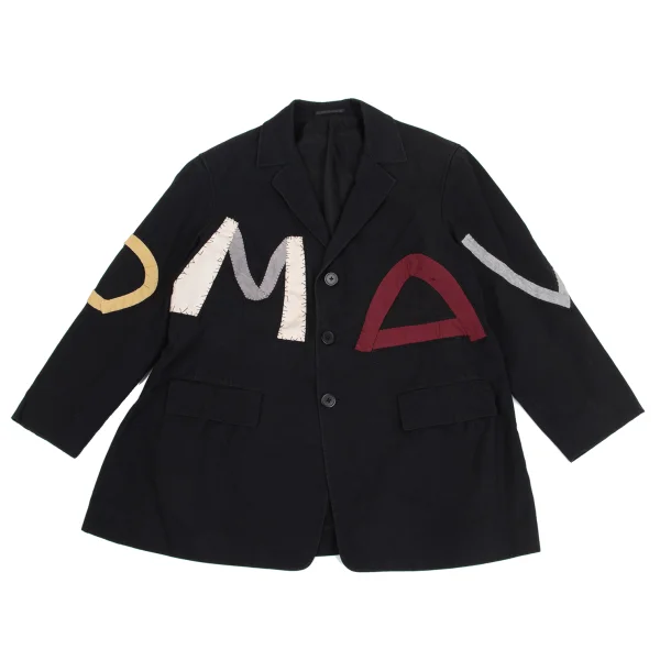 Yohji Yamamoto POUR HOMME Alphabet Patch Cotton Jacket Black S K-162182_001