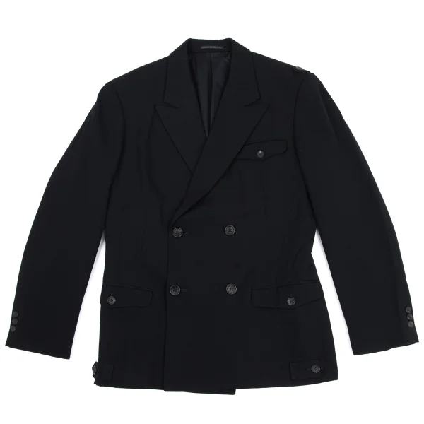 Yohji Yamamoto POUR HOMME Epaulette Peak Lapel Double Jacket Navy M K-162185_001