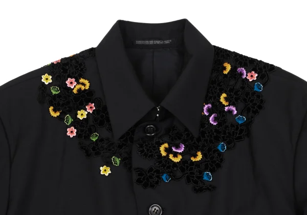 Yohji Yamamoto POUR HOMME Velour Floral Patch Wool Jacket K-162186_003