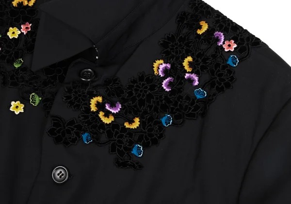 Yohji Yamamoto POUR HOMME Velour Floral Patch Wool Jacket K-162186_005