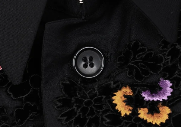 Yohji Yamamoto POUR HOMME Velour Floral Patch Wool Jacket K-162186_007