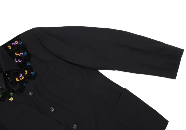 Yohji Yamamoto POUR HOMME Velour Floral Patch Wool Jacket K-162186_009