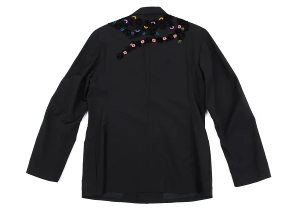 Yohji Yamamoto POUR HOMME Velour Floral Patch Wool Jacket K-162186_014