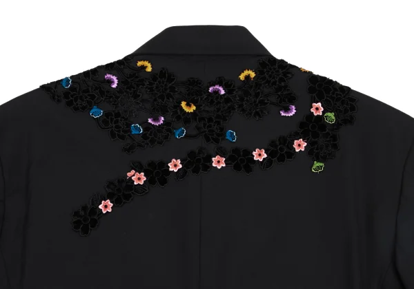 Yohji Yamamoto POUR HOMME Velour Floral Patch Wool Jacket K-162186_015