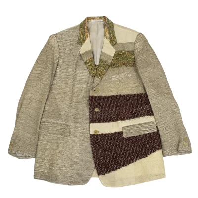 Yohji Yamamoto POUR HOMME Jute Blend Tweed Patchwork Jacket