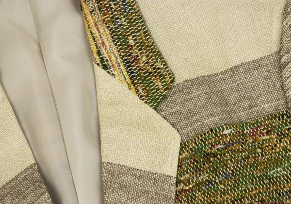 Yohji Yamamoto POUR HOMME Jute Blend Tweed Patchwork Jacket K-162187_004
