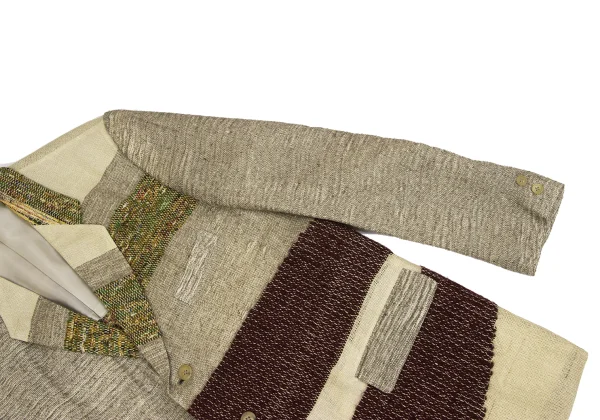 Yohji Yamamoto POUR HOMME Jute Blend Tweed Patchwork Jacket K-162187_007