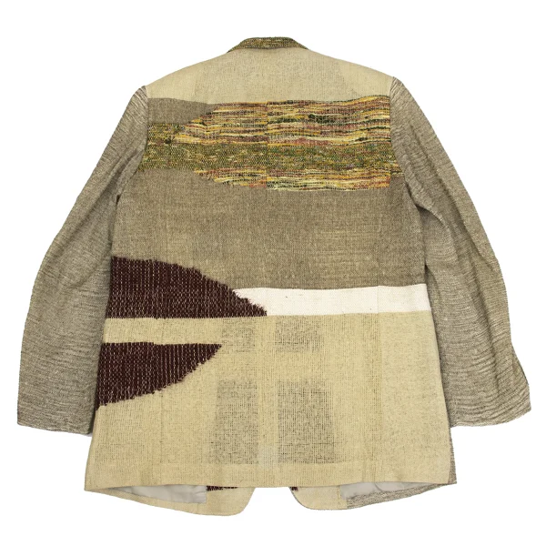 Yohji Yamamoto POUR HOMME Jute Blend Tweed Patchwork Jacket K-162187_012