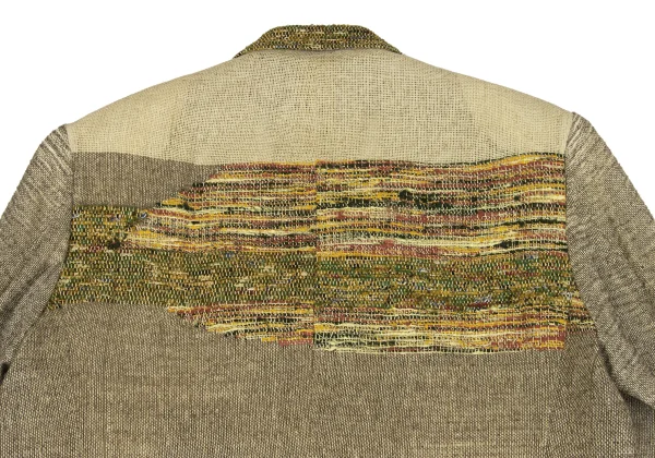 Yohji Yamamoto POUR HOMME Jute Blend Tweed Patchwork Jacket K-162187_013