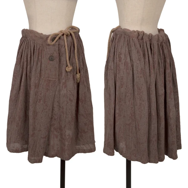 Worlds End Vivienne Westwood Cotton Mesh Wide Knit Skirt Brown S-M K-162190_001